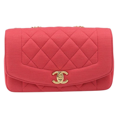 CHANEL Matelasse Chain Shoulder Bag Cotton Jersey Red Gold CC Auth 209509SAM - 0