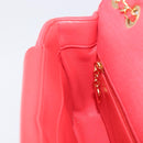CHANEL Matelasse Chain Shoulder Bag Cotton Jersey Red Gold CC Auth 209509SAM-22