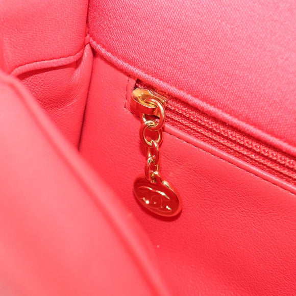 CHANEL Matelasse Chain Shoulder Bag Cotton Jersey Red Gold CC Auth 209509SAM