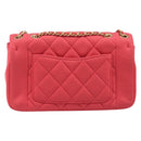 CHANEL Matelasse Chain Shoulder Bag Cotton Jersey Red Gold CC Auth 209509SAM-3
