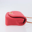 CHANEL Matelasse Chain Shoulder Bag Cotton Jersey Red Gold CC Auth 209509SAM-4