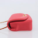 CHANEL Matelasse Chain Shoulder Bag Cotton Jersey Red Gold CC Auth 209509SAM-5