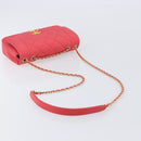 CHANEL Matelasse Chain Shoulder Bag Cotton Jersey Red Gold CC Auth 209509SAM-7