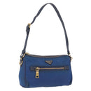 PRADA Shoulder Bag Nylon Blue Gold Auth 209511-1