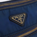 PRADA Shoulder Bag Nylon Blue Gold Auth 209511-16