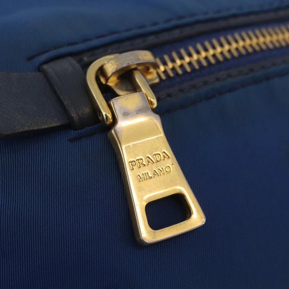 PRADA Shoulder Bag Nylon Blue Gold Auth 209511