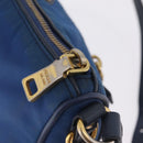 PRADA Shoulder Bag Nylon Blue Gold Auth 209511-18