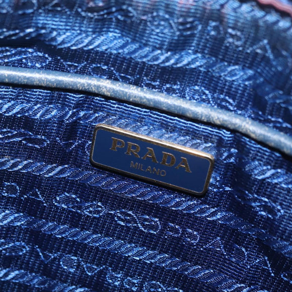 PRADA Shoulder Bag Nylon Blue Gold Auth 209511