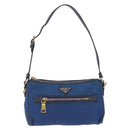 PRADA Shoulder Bag Nylon Blue Gold Auth 209511-2