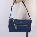 PRADA Shoulder Bag Nylon Blue Gold Auth 209511-27