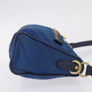 PRADA Shoulder Bag Nylon Blue Gold Auth 209511-4