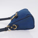 PRADA Shoulder Bag Nylon Blue Gold Auth 209511-5
