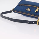 PRADA Shoulder Bag Nylon Blue Gold Auth 209511-7