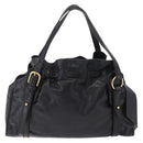 Miu Miu Tote Bag Vitellolux Black Gold Auth 209513V-2