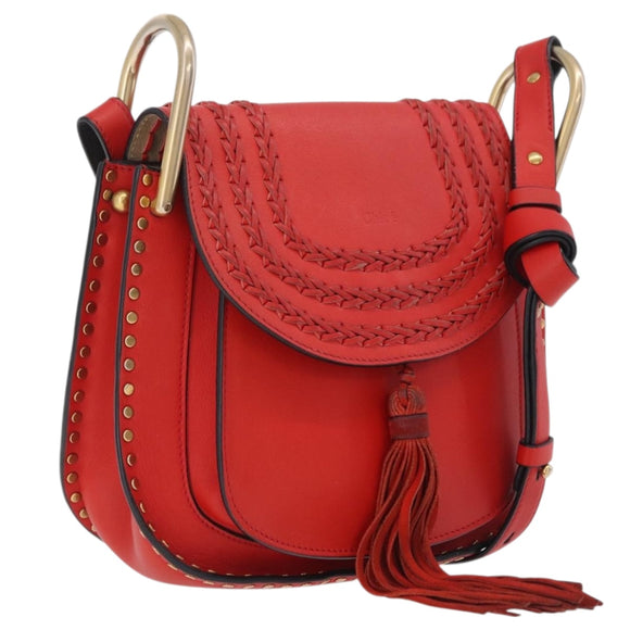 Chloe Shoulder Bag Leather Red Gold Auth 209516V