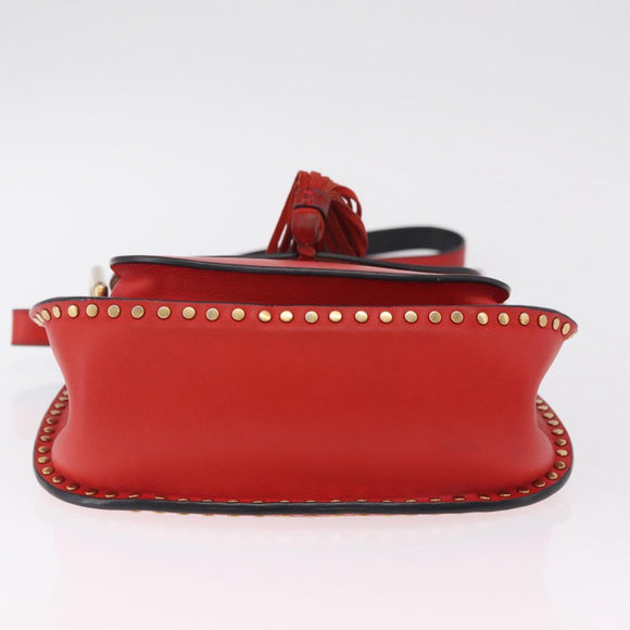Chloe Shoulder Bag Leather Red Gold Auth 209516V
