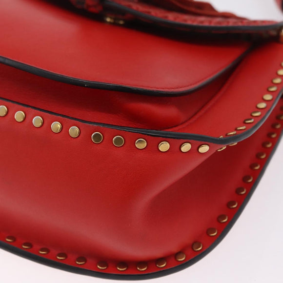 Chloe Shoulder Bag Leather Red Gold Auth 209516V