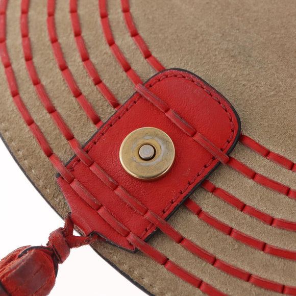 Chloe Shoulder Bag Leather Red Gold Auth 209516V