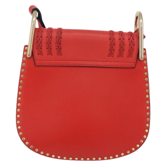 Chloe Shoulder Bag Leather Red Gold Auth 209516V