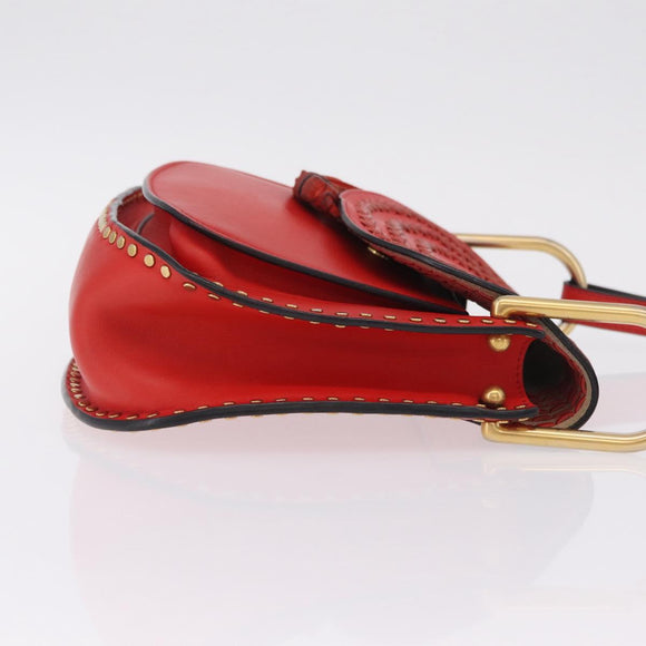 Chloe Shoulder Bag Leather Red Gold Auth 209516V
