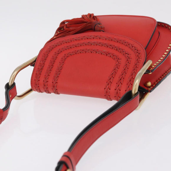 Chloe Shoulder Bag Leather Red Gold Auth 209516V