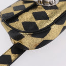 GUCCI Waist Bag Leather Gold Silver 605112 Auth 209520V-12