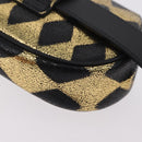 GUCCI Waist Bag Leather Gold Silver 605112 Auth 209520V-15