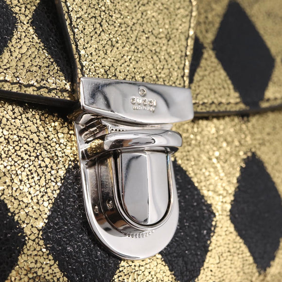 GUCCI Waist Bag Leather Gold Silver 605112 Auth 209520V