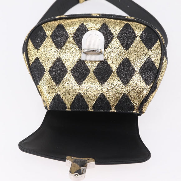 GUCCI Waist Bag Leather Gold Silver 605112 Auth 209520V