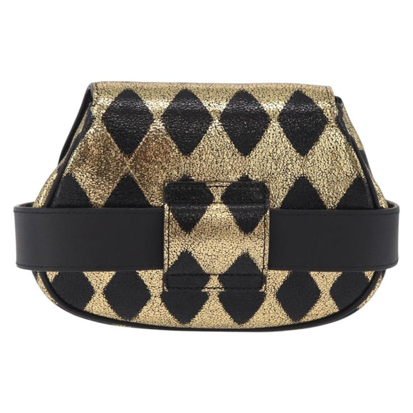 GUCCI Waist Bag Leather Gold Silver 605112 Auth 209520V