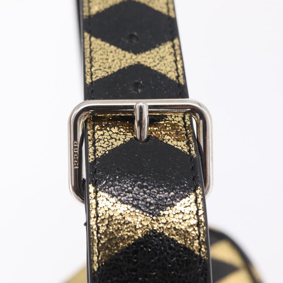 GUCCI Waist Bag Leather Gold Silver 605112 Auth 209520V