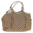 GUCCI GG Canvas Hand Bag Beige Gold 211943 Auth 209529V-1