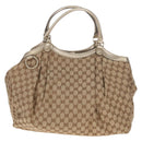 GUCCI GG Canvas Hand Bag Beige Gold 211943 Auth 209529V-2