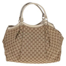 GUCCI GG Canvas Hand Bag Beige Gold 211943 Auth 209529V-3
