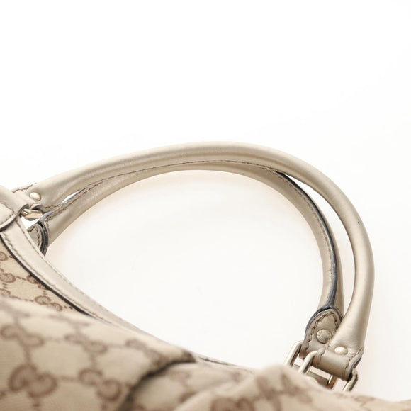 GUCCI GG Canvas Hand Bag Beige Gold 211943 Auth 209529V