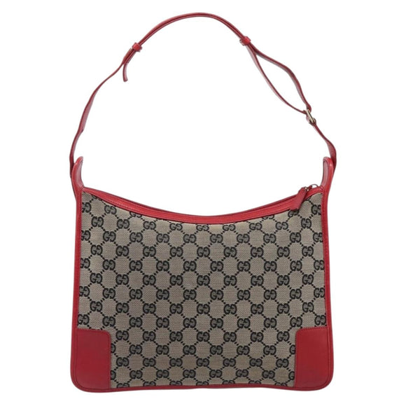 GUCCI GG Canvas Shoulder Bag Navy Gold 001 4205 Auth 209531A