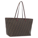 FENDI Zucca Canvas Tote Bag PVC Brown Black Auth 209535-1