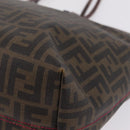 FENDI Zucca Canvas Tote Bag PVC Brown Black Auth 209535-11