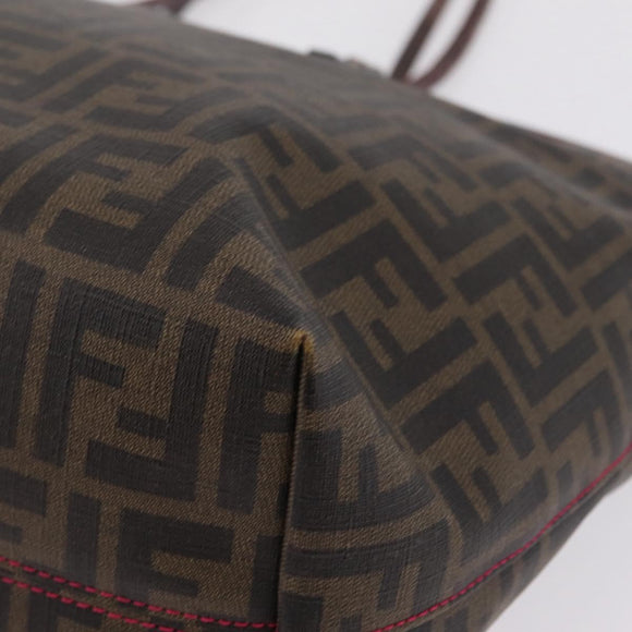 FENDI Zucca Canvas Tote Bag PVC Brown Black Auth 209535