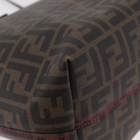 FENDI Zucca Canvas Tote Bag PVC Brown Black Auth 209535