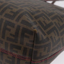 FENDI Zucca Canvas Tote Bag PVC Brown Black Auth 209535-13
