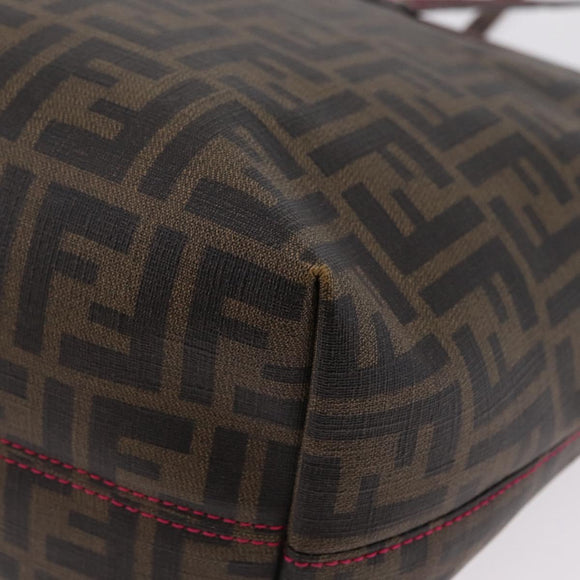 FENDI Zucca Canvas Tote Bag PVC Brown Black Auth 209535