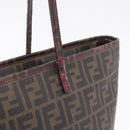 FENDI Zucca Canvas Tote Bag PVC Brown Black Auth 209535-16