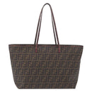 FENDI Zucca Canvas Tote Bag PVC Brown Black Auth 209535-2