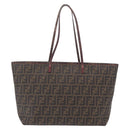FENDI Zucca Canvas Tote Bag PVC Brown Black Auth 209535-3