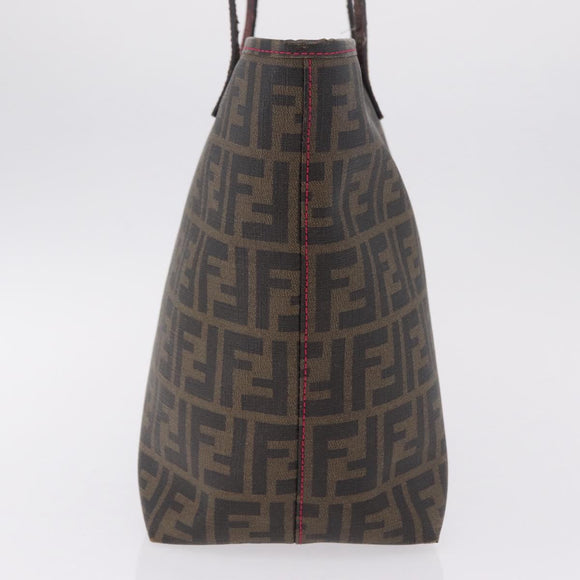 FENDI Zucca Canvas Tote Bag PVC Brown Black Auth 209535