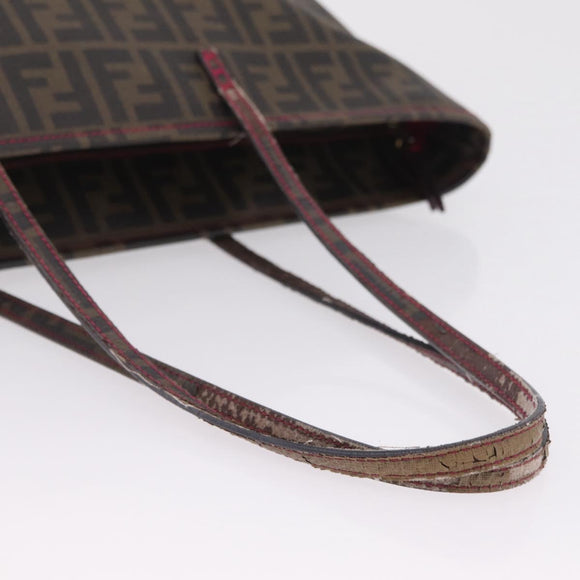 FENDI Zucca Canvas Tote Bag PVC Brown Black Auth 209535