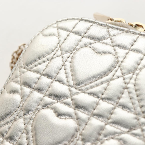 Christian Dior Chain Shoulder Pouch Leather 2way Gold Auth 209536M