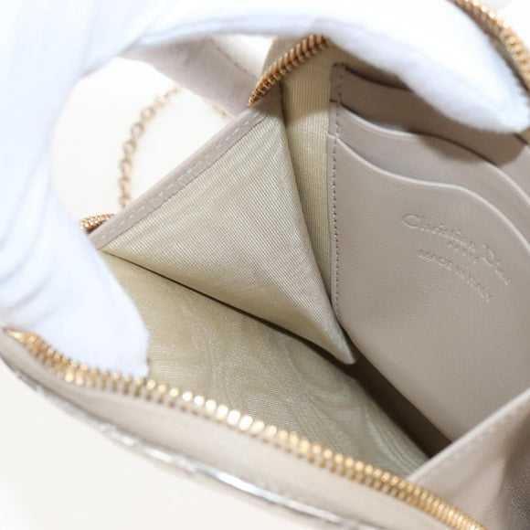 Christian Dior Chain Shoulder Pouch Leather 2way Gold Auth 209536M