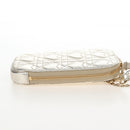Christian Dior Chain Shoulder Pouch Leather 2way Gold Auth 209536M-5